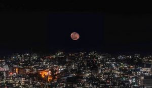 Preview wallpaper full moon, night city, moon, night, darkness