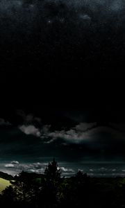 Preview wallpaper full moon, night, darkness, stars, wood, clouds