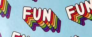 Preview wallpaper fun, words, inscription, rainbow, pattern