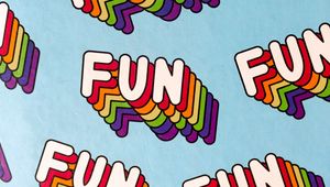 Preview wallpaper fun, words, inscription, rainbow, pattern