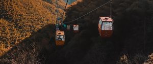 Preview wallpaper funicular, cabins, cable, trees, lifting