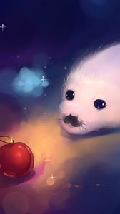 Preview wallpaper fur seal, cute, art, apple