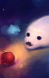 Preview wallpaper fur seal, cute, art, apple