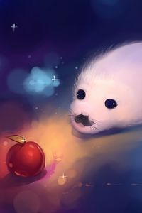 Preview wallpaper fur seal, cute, art, apple