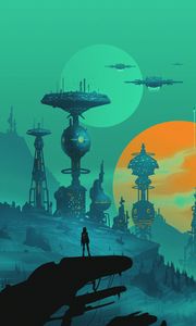 Preview wallpaper future, cyborg, space station, sci fi
