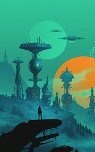 Preview wallpaper future, cyborg, space station, sci fi