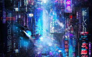 Preview wallpaper future, neon, city, rain