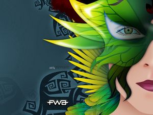 Preview wallpaper fwa, girl, portrait, green, dark