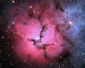 Preview wallpaper galaxy, nebula, pink, stars, glitter