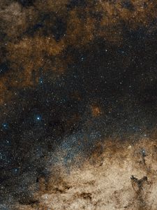 Preview wallpaper galaxy, nebula, stars, glare, space, brown