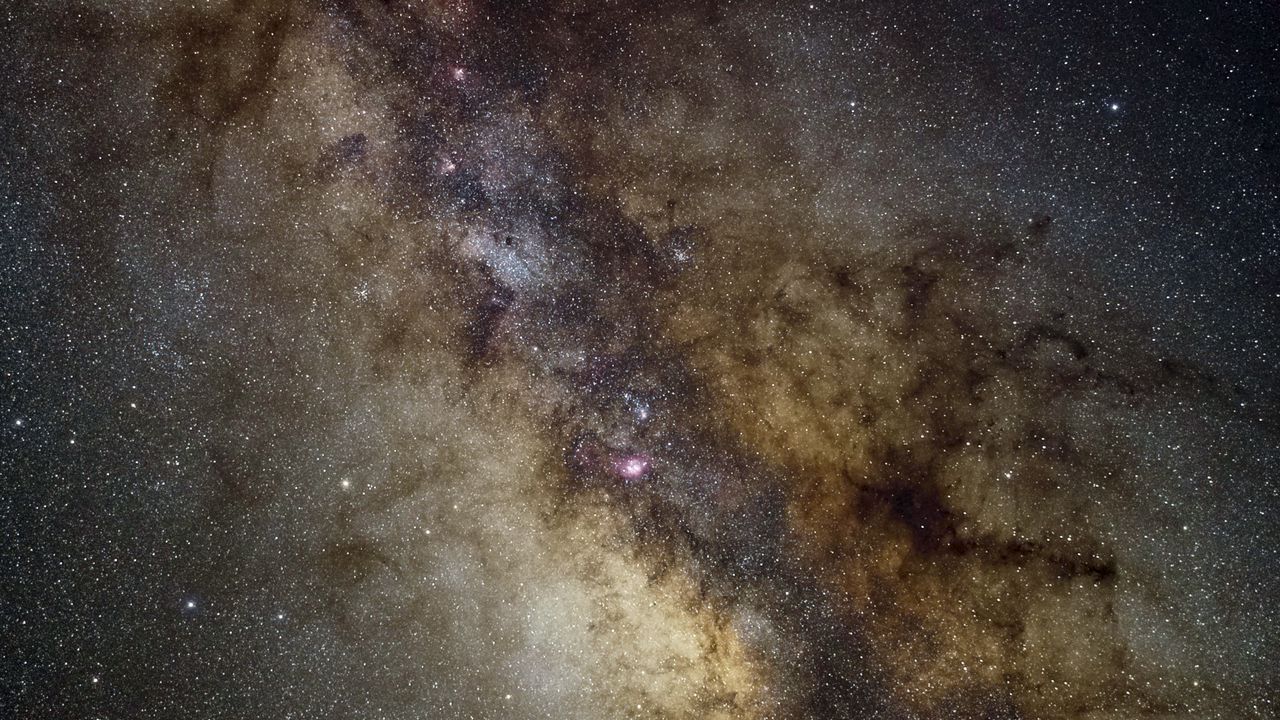 Wallpaper galaxy, nebula, stars, glare, space, dark