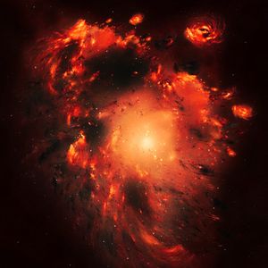 Preview wallpaper galaxy, space, shine, stars, cluster, orange