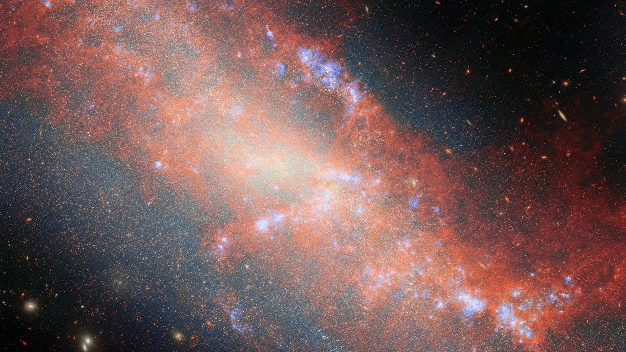 Wallpaper galaxy, stars, nebula, space, universe, orange