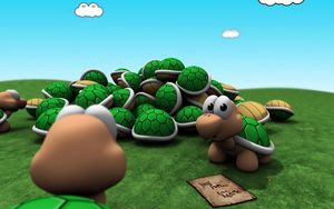 Preview wallpaper game, mario, turtle, grass, sky, bright