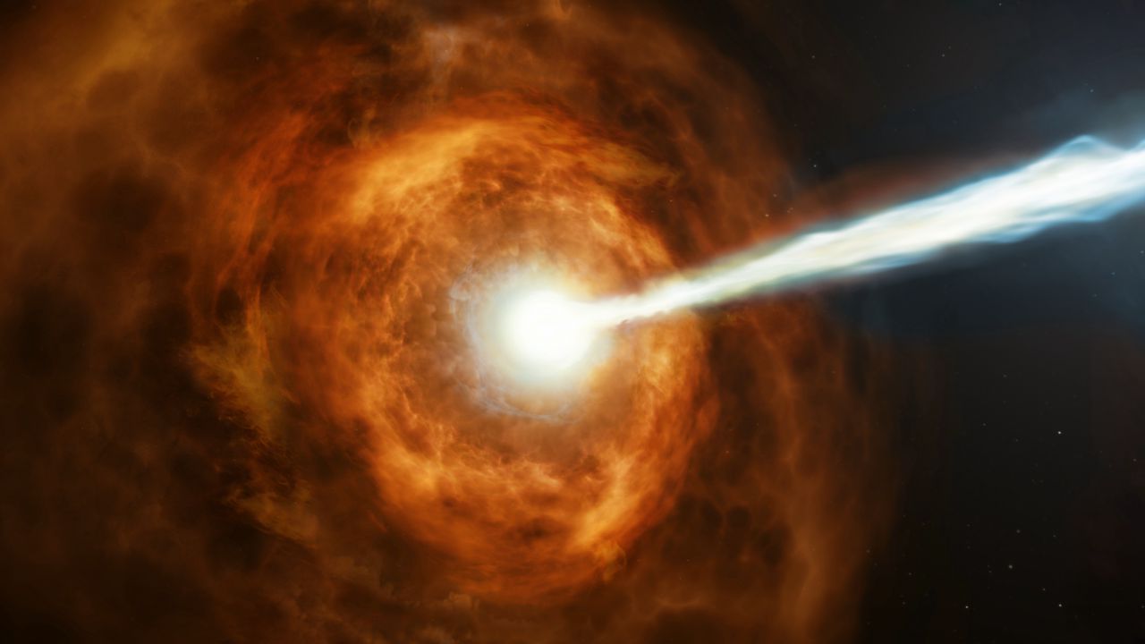 Wallpaper gamma ray burst, explosion, glow, beam, space