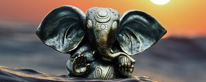 Preview wallpaper ganesha, elephant, hinduism, figurine, water