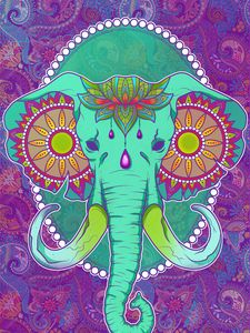 Preview wallpaper ganesha, god, elephant, patterns, colorful, art