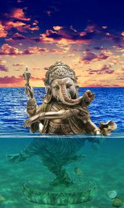 Preview wallpaper ganesha, ocean, photoshop, horizon, sky