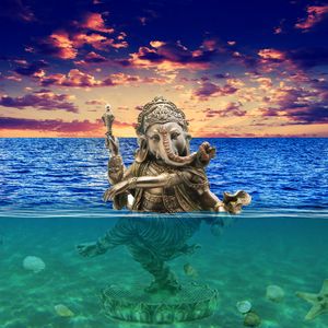 Preview wallpaper ganesha, ocean, photoshop, horizon, sky