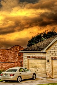 Preview wallpaper garage, building, car, hdr