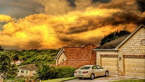 Preview wallpaper garage, building, car, hdr