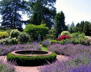 Preview wallpaper garden, fountain, flowers