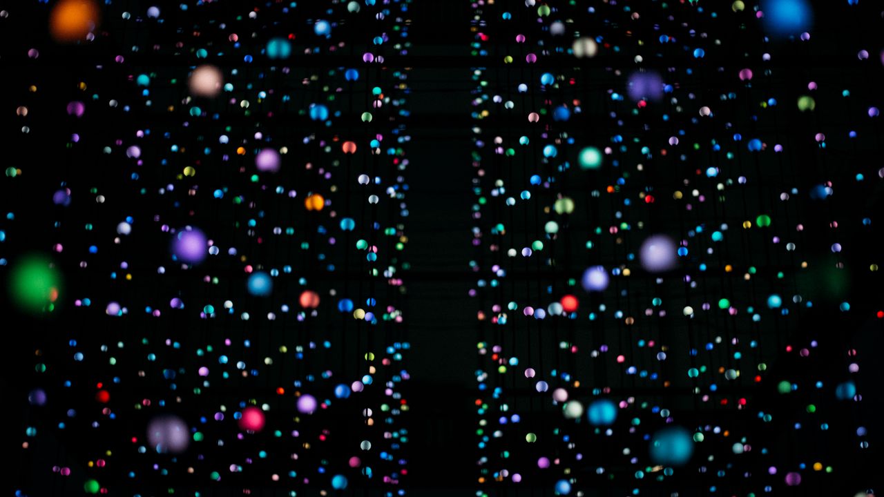 Wallpaper garland, balls, colorful, dark