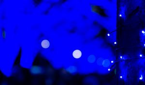 Preview wallpaper garland, blue, light, glow, decoration