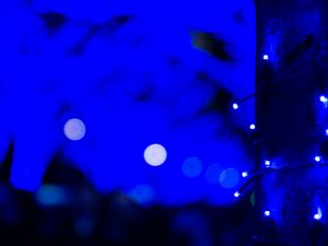 Preview wallpaper garland, blue, light, glow, decoration