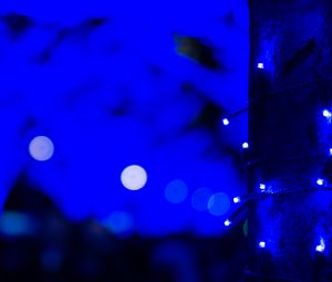 Preview wallpaper garland, blue, light, glow, decoration