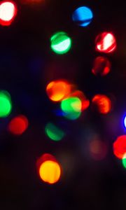 Preview wallpaper garland, bokeh, glare, colorful, dark