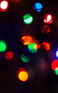 Preview wallpaper garland, bokeh, glare, colorful, dark