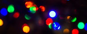 Preview wallpaper garland, bokeh, glare, colorful, dark