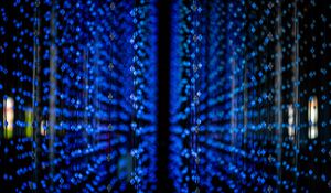 Preview wallpaper garland, bulbs, blue, glow, dark