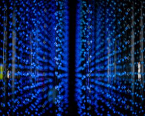 Preview wallpaper garland, bulbs, blue, glow, dark