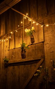 Preview wallpaper garland, bulbs, flowers, creative, decor