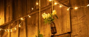 Preview wallpaper garland, bulbs, flowers, creative, decor
