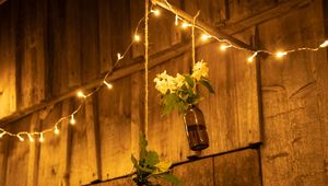 Preview wallpaper garland, bulbs, flowers, creative, decor