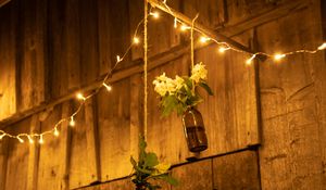 Preview wallpaper garland, bulbs, flowers, creative, decor