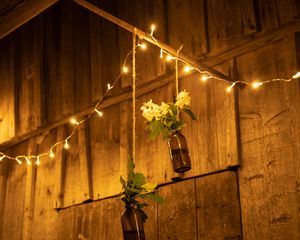 Preview wallpaper garland, bulbs, flowers, creative, decor