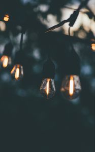 Preview wallpaper garland, bulbs, glow, evening