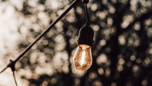 Preview wallpaper garland, bulbs, glow, blur, evening
