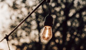 Preview wallpaper garland, bulbs, glow, blur, evening