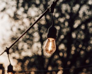 Preview wallpaper garland, bulbs, glow, blur, evening