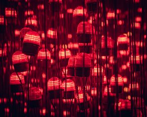 Preview wallpaper garland, bulbs, light, red