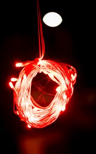 Preview wallpaper garland, cobweb, red, light, glow