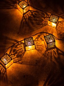 Preview wallpaper garland, cubes, pattern, lighting, light