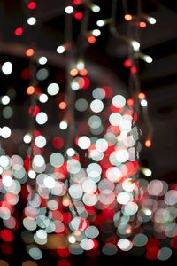 Preview wallpaper garland, glare, bokeh, light, circles, red, white