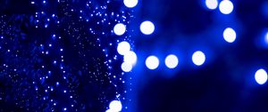 Preview wallpaper garland, glare, bokeh, blue, light, points