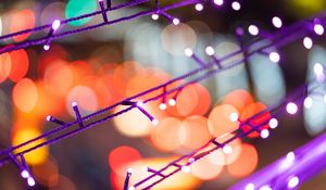 Preview wallpaper garland, glare, bokeh, light, circles, macro